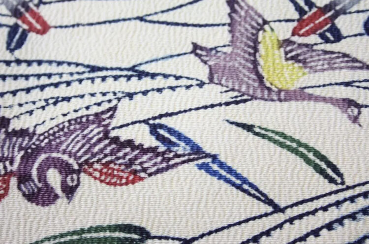 紅型】名古屋帯 落款有 飛んでいる鳥 紅型】名古屋帯 落款有 飛んでいる鳥