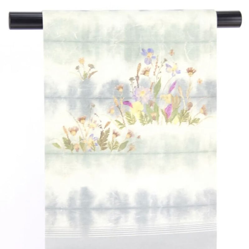名古屋帯　押し花　正絹　作家もの ZZ-285 名古屋帯 名古屋仕立て 正絹 作家物 花柄9/4 - メルカリ
