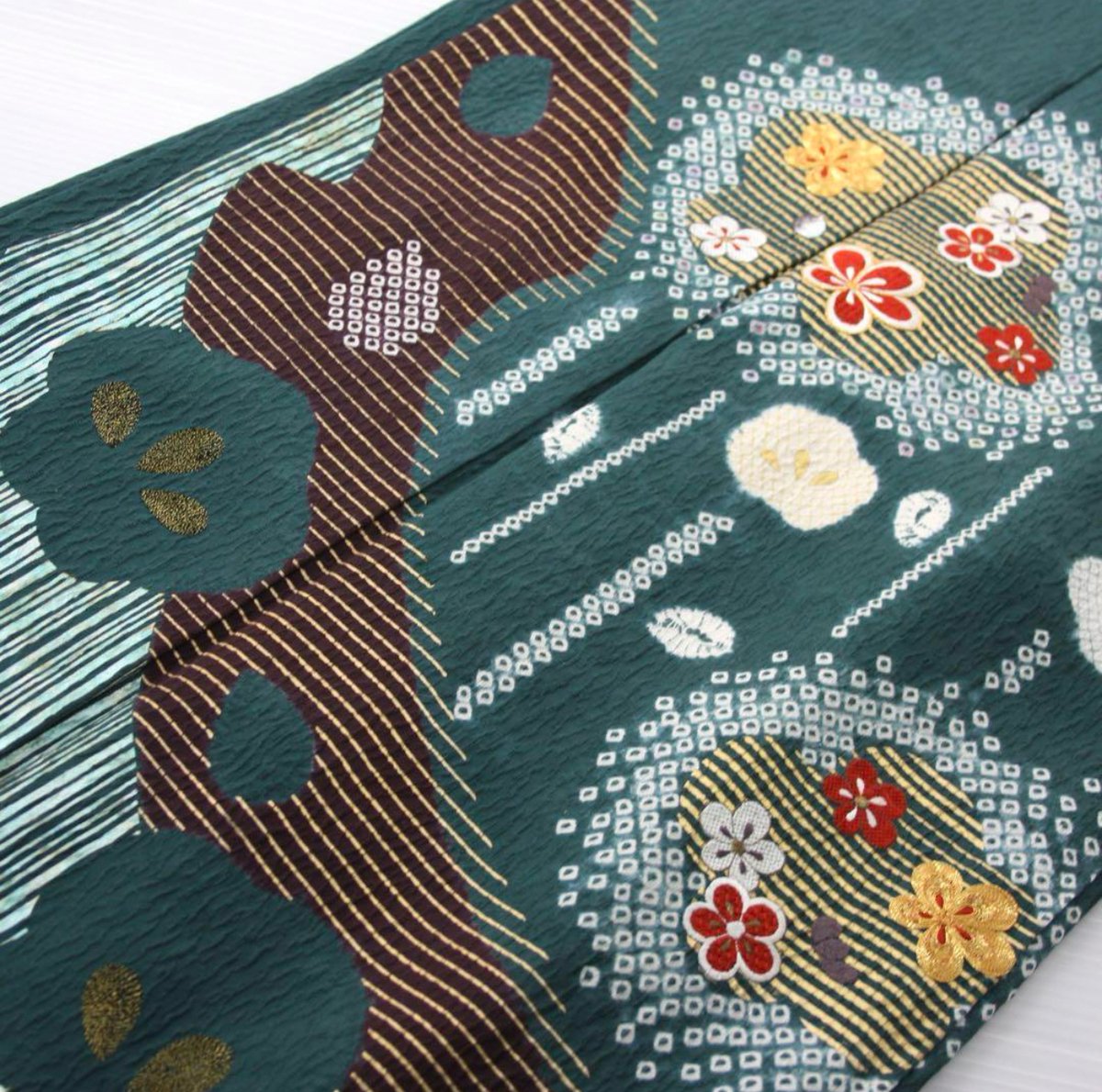 新品　反物　黒 花柄　長襦袢 073-311-6007 新品 反物 黒 花柄 長襦袢 073-311-6007 長襦袢 | Kimono