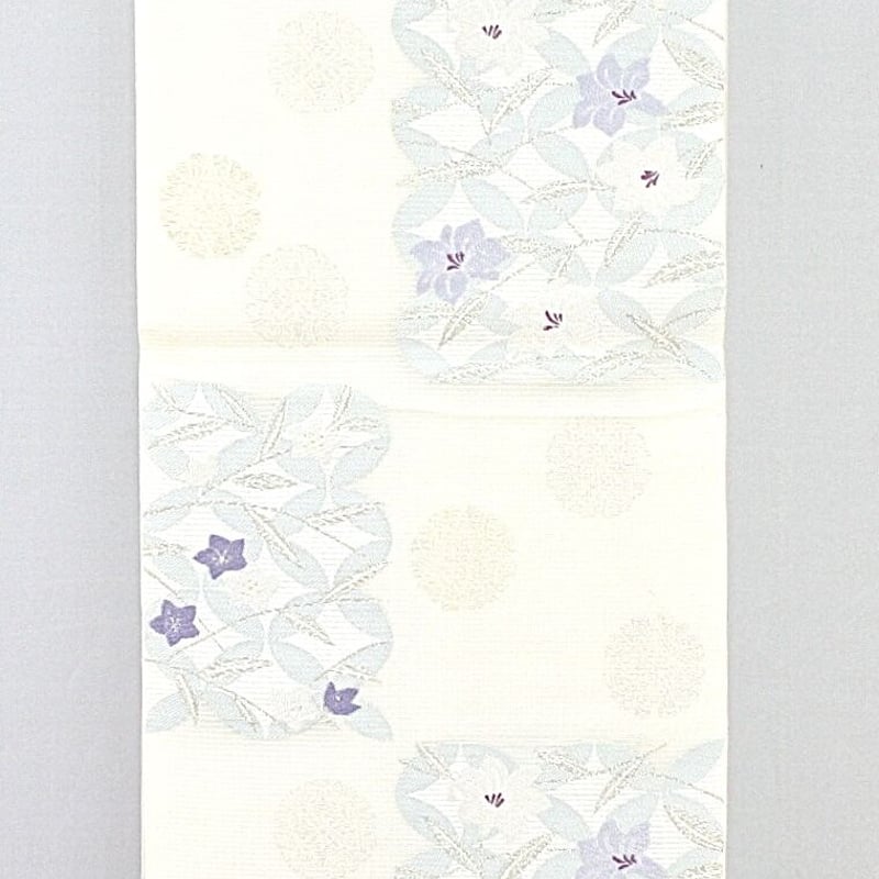 B1948】【夏帯】紫の花刺繍 パールトーン加工 | 和ノ藤リユース