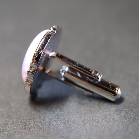 【Enamel Handcraft】エナメルのカフリンクス　ブルーフラワー　円
