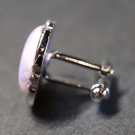 【Enamel Handcraft】エナメルのカフリンクス　ブルーフラワー　円