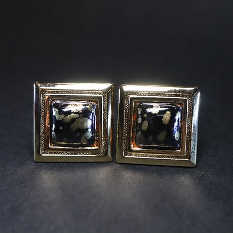 【Enamel Handcraft】エナメルのカフリンクス　ドット　角