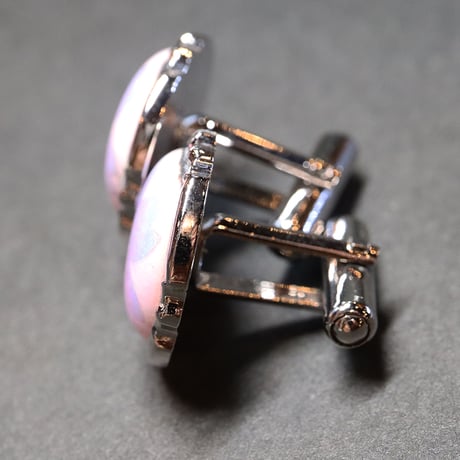 【Enamel Handcraft】エナメルのカフリンクス　ブルーフラワー　円