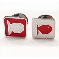 エナメルのカフリンクス　魚(赤)