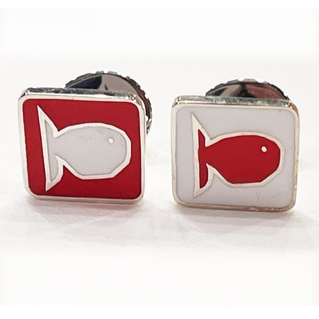 エナメルのカフリンクス　魚(赤)