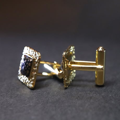 【Enamel Handcraft】エナメルのカフリンクス　ドット　角-S