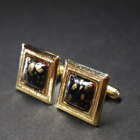 【Enamel Handcraft】エナメルのカフリンクス　ドット　角