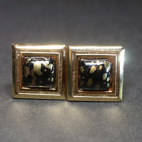 【Enamel Handcraft】エナメルのカフリンクス　ドット　角