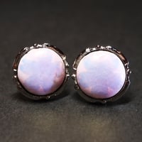 【Enamel Handcraft】エナメルのカフリンクス　ブルーフラワー　円