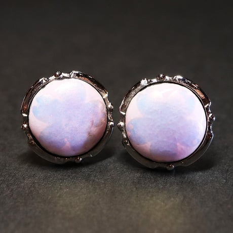 【Enamel Handcraft】エナメルのカフリンクス　ブルーフラワー　円