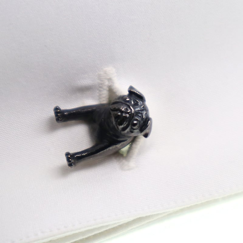 【ポロラルフローレン】パグのカフリンクス　カフス パグのカフリンクス シルバー ブラック | PETULA