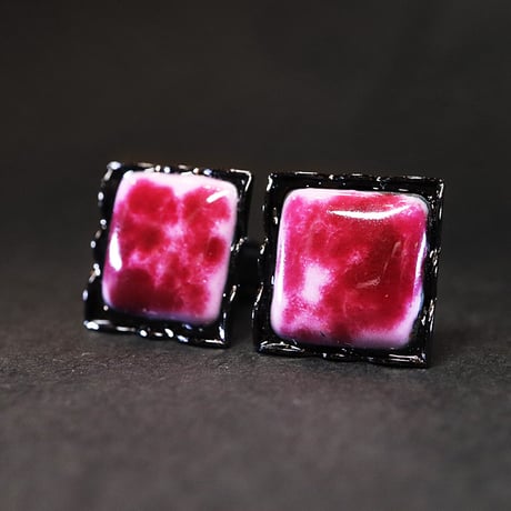 【Enamel Handcraft】エナメルのカフリンクス　牡丹