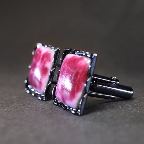 【Enamel Handcraft】エナメルのカフリンクス　牡丹