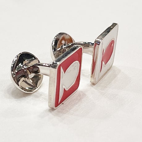 エナメルのカフリンクス　魚(赤)