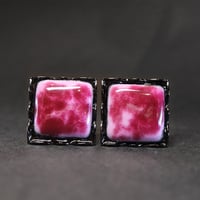 【Enamel Handcraft】エナメルのカフリンクス　牡丹