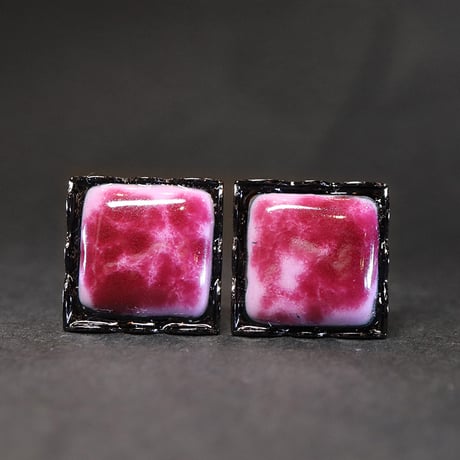 【Enamel Handcraft】エナメルのカフリンクス　牡丹