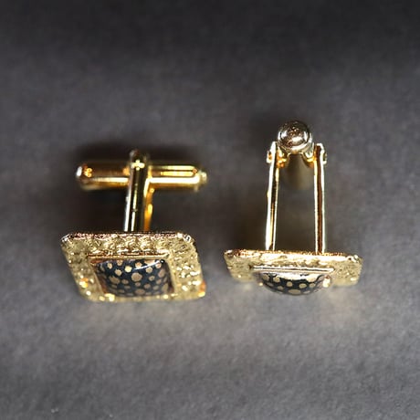 【Enamel Handcraft】エナメルのカフリンクス　ドット　角-S