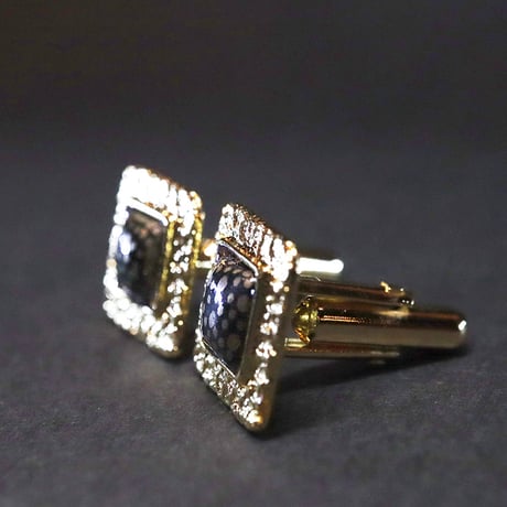 【Enamel Handcraft】エナメルのカフリンクス　ドット　角-S