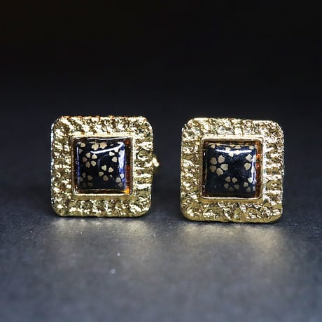 【Enamel Handcraft】エナメルのカフリンクス　桜　角-S