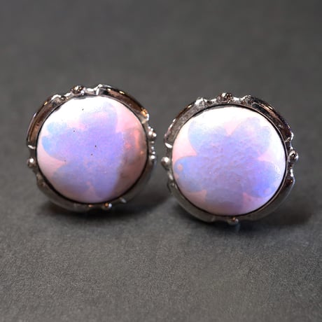 【Enamel Handcraft】エナメルのカフリンクス　ブルーフラワー　円