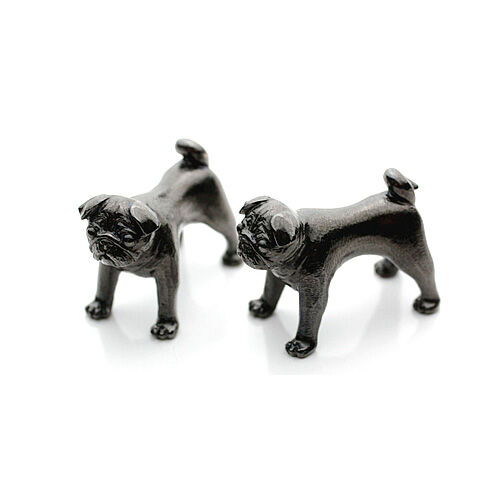 パグのカフリンクス シルバー ブラック | PETULA