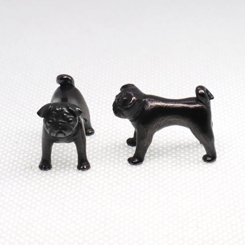 パグのカフリンクス シルバー ブラック | PETULA