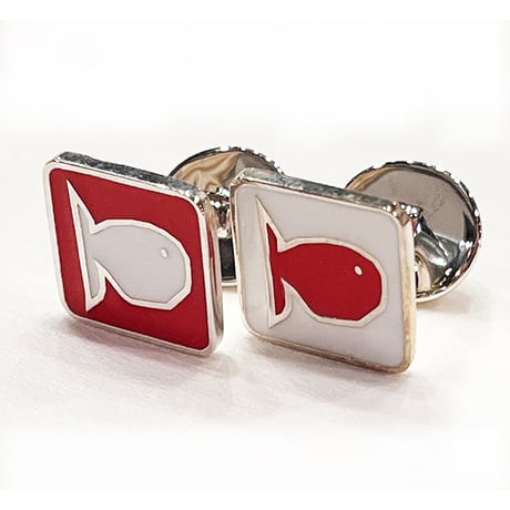 エナメルのカフリンクス　魚(赤)