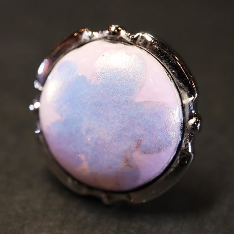 【Enamel Handcraft】エナメルのカフリンクス　ブルーフラワー　円