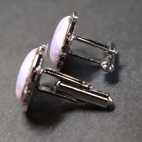【Enamel Handcraft】エナメルのカフリンクス　ブルーフラワー　円