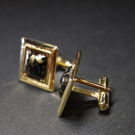 【Enamel Handcraft】エナメルのカフリンクス　ドット　角