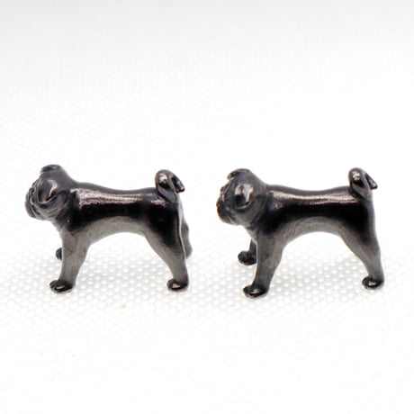パグのカフリンクス シルバー ブラック