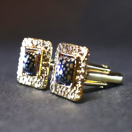 【Enamel Handcraft】エナメルのカフリンクス　ドット　角-S