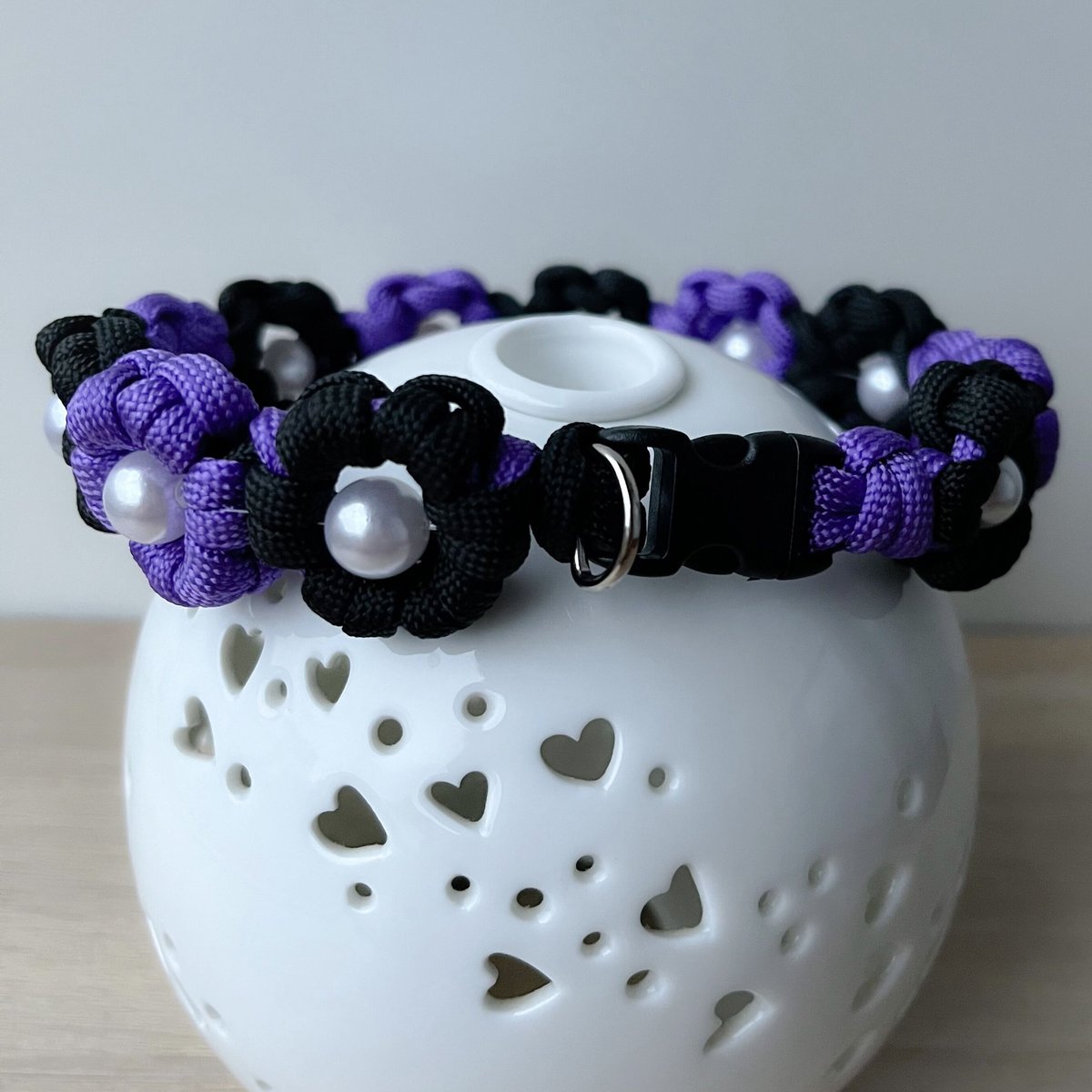 パラコード首輪❥太め❥中型犬　パープル×水色　№033 パラコード首輪❥太め❥中型犬 パープル×水色 №033 犬用品