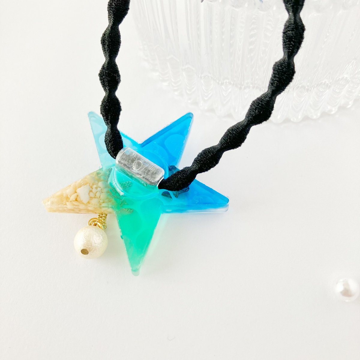 海と流れ星 ラウンドレジンヘアゴム 海の泡ヘアゴム / 海 / レジン ヘアゴム 華昇 優羽 通販