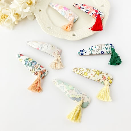 【310】リバティプリント　ハンドメイド　オーバルパッチンピン　ヘアピン　3個 リバティ小物 | STORES