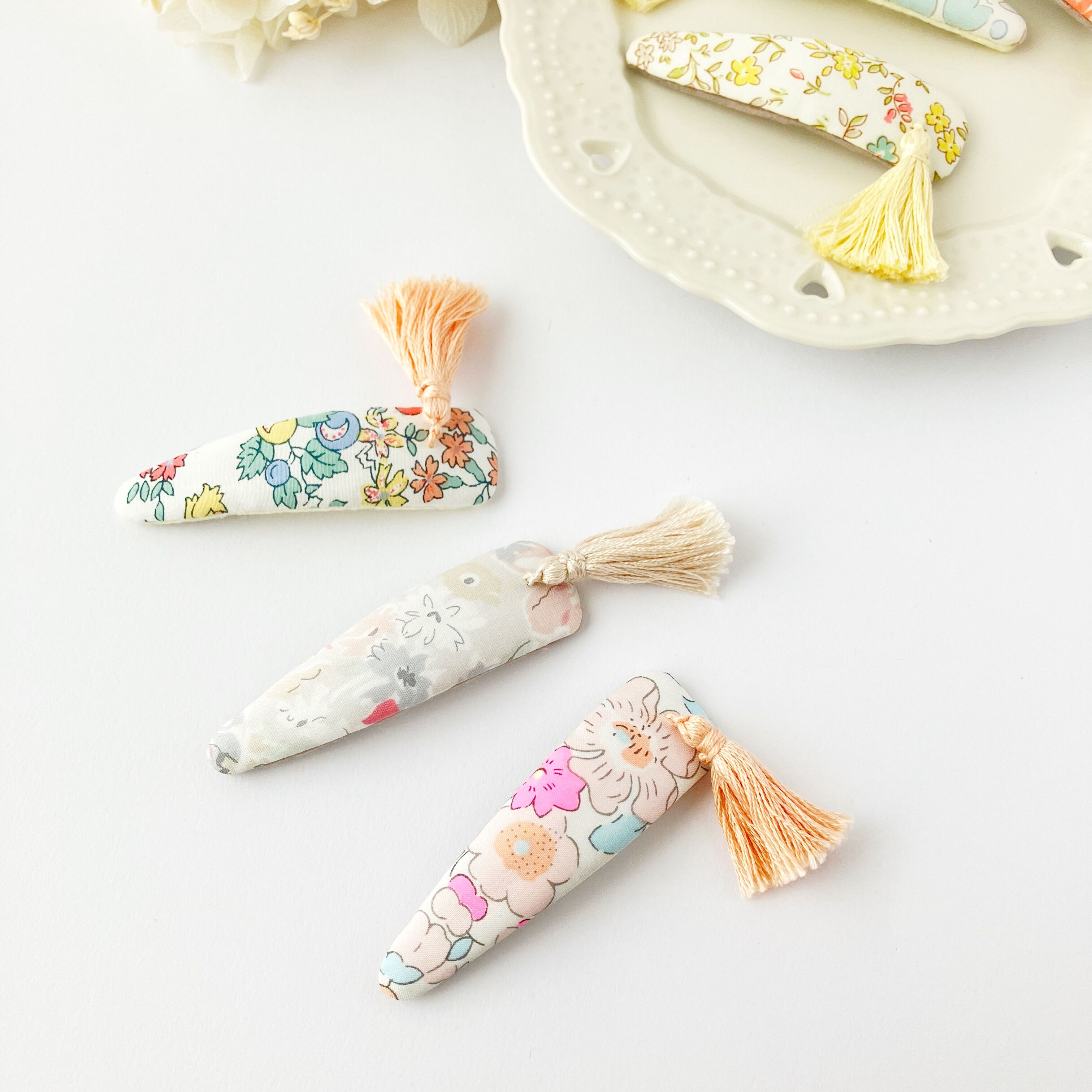リバティ ハンドメイド パッチンピン4個40 リバティの小さめパッチンピン | ハンドメイド雑貨店 ゆめばこ