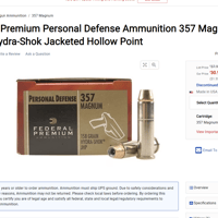 Federal Premium Personal Defense Ammunition 357 Magnum 158 Grain Hydra-Shok Jacketed Hollow Point1個