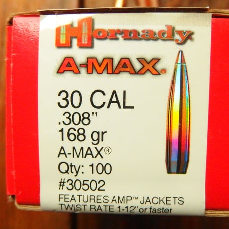 Hornady A-MAX 30 CAL .308" 168 Gr. 1個
