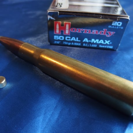 .50 BMG Hornady A-MAX 750 Grain  Hornady Case Primed 箱付き！