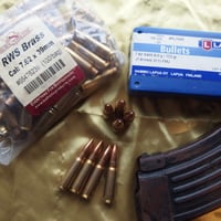 7.62x39mm 123 Grain LAPUA FMJ RWS Brass1個
