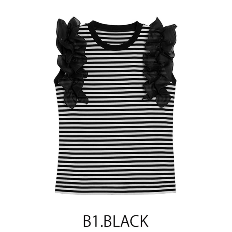 ▪️専用　BORDER FRILL TOP(38) 　BLACK BORDER FRILL TOP(38) BLACK