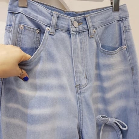 りぼんデニムパンツ