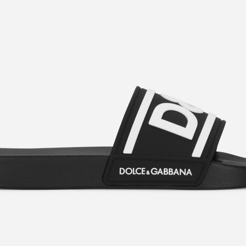 Dolce&Gabbana ドルガバ ロゴプレート付き サンダル DOLCE & GABBANA ビーチスライドサンダル ラバー DGロゴ | Merci
