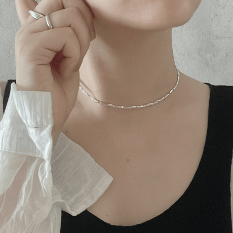 カレンシルバーTube◆チョーカーネックレス(約35.2cm)