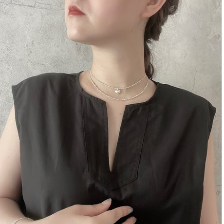 カレンシルバー小粒ハート◆チョーカーネックレス(約36.3cm)