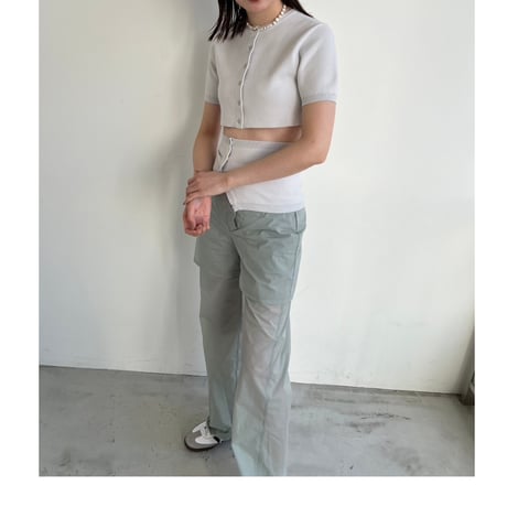 AMOMENTO crop button cardigan set