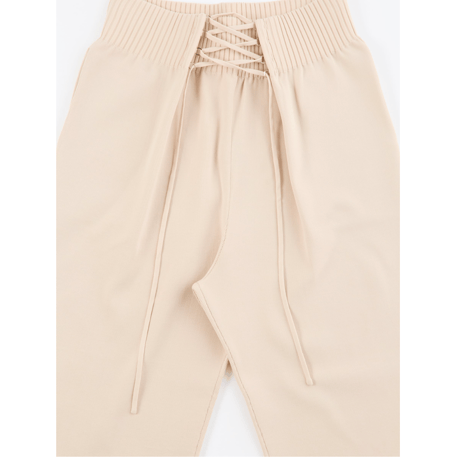 accordion “RING LACE UP PANTS”（pink white)
