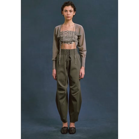 accordion “RING LACE UP PANTS”（pink white)