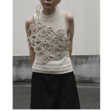 flower bond yarn belt(beige）